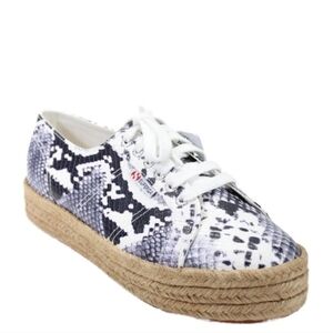 NWT Superga Women's Black and White Snake Print Espandrille Sneakers SZ9.5